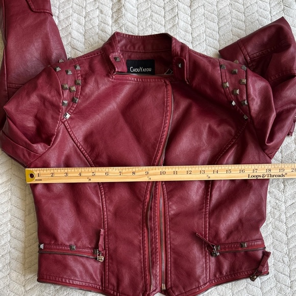 Chouyatou Women's Studded Jacket in Red Size M - Picture 11 of 12